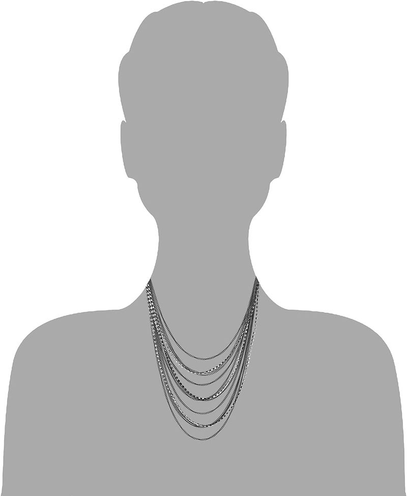 COOLSTEELANDBEYOND Waterfall Multi-Strand Chains Statement Collar Necklace with Rhinestones Chains, Dress - Image 4