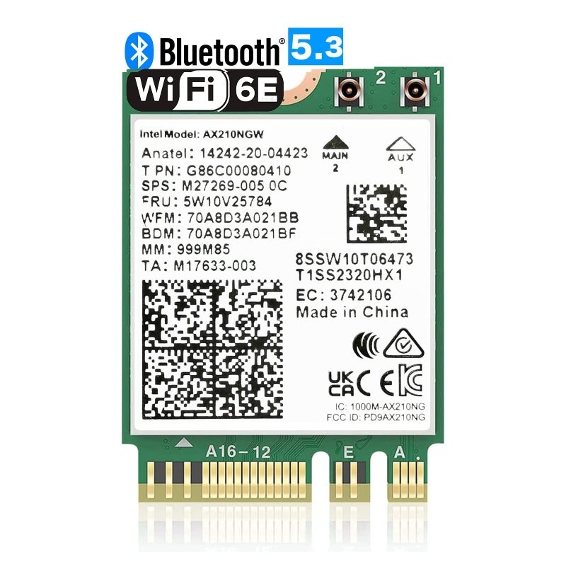 OKN WiFi 6E AX210 NGW Wireless Card M.2 2230/NGFF WiFi 6E Laptop Module with Bluetooth 5.3, 5400Mbps Tri-Band AX210 WiFi Chip Adapter, MU-MIMO, Ultra-Low Latency, Supports Windows 11/10 (64bit) - Image 1