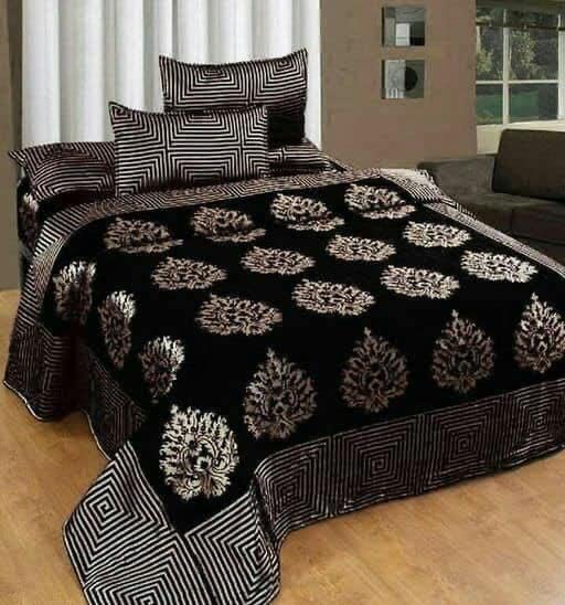PRISCILLA 500 TC Velvet Premium Chenille Weaved Jhumka Design Double Bed King Bedsheet 100x108 with 2 Pillow Covers Color 7 - Image 1