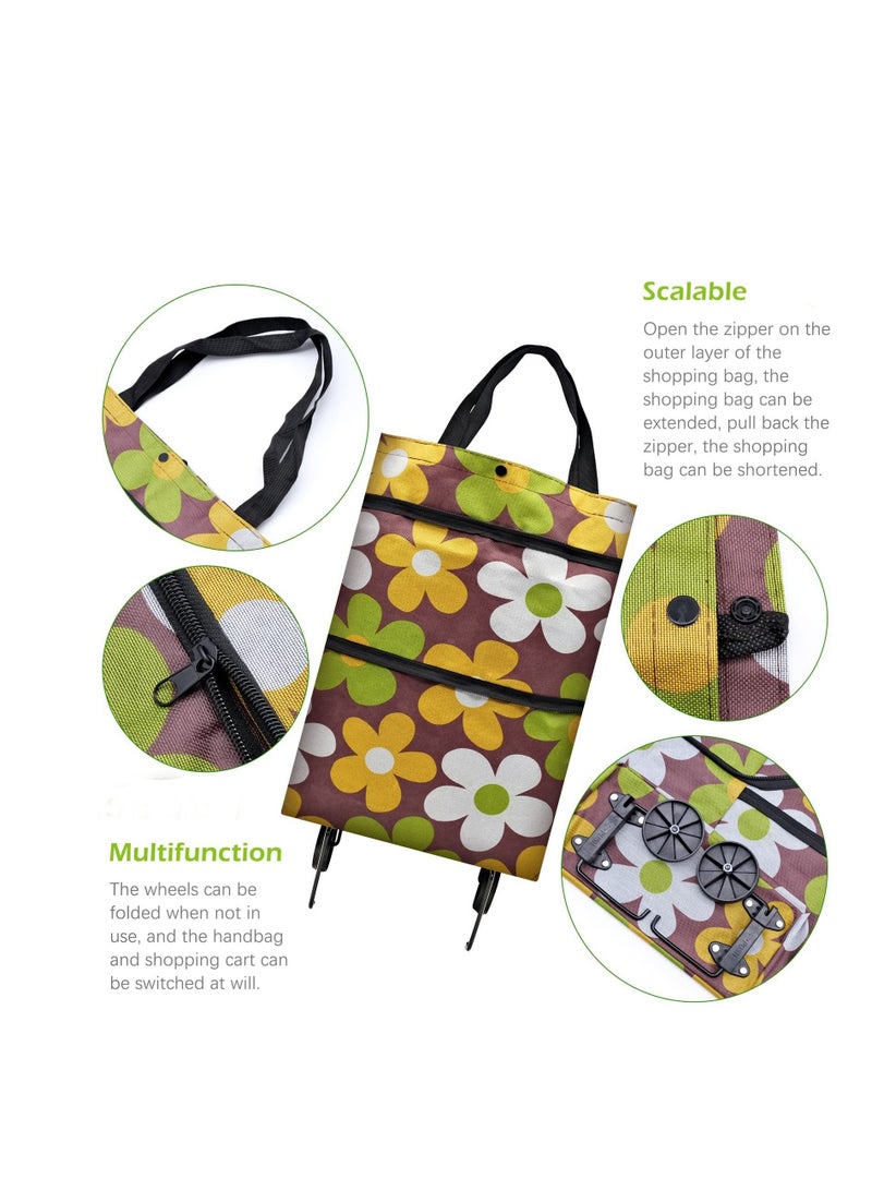 Excefore Foldable Collapsible Trolley Bag, Portable and Foldable Shopping Trolley Bag Oxford Cloth Foldable Bag for Home Supermarket (40 x 45 cm) - Image 4
