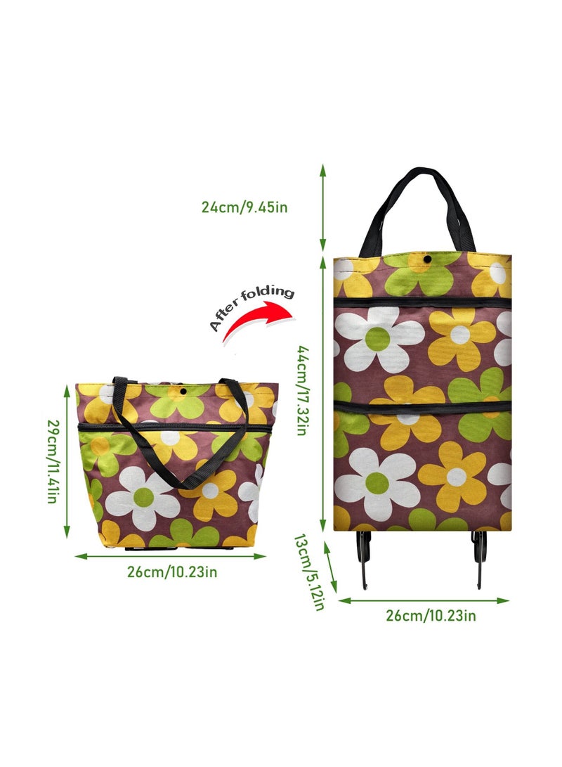 Excefore Foldable Collapsible Trolley Bag, Portable and Foldable Shopping Trolley Bag Oxford Cloth Foldable Bag for Home Supermarket (40 x 45 cm) - Image 3
