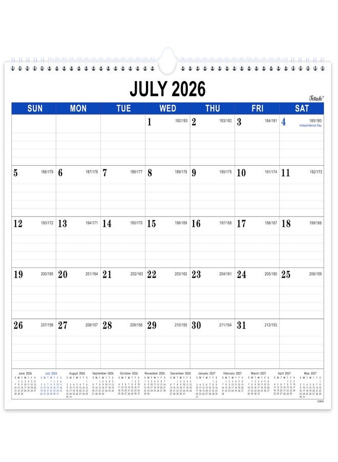 Feteulo 2026-2027 Wall Calendar - 18 Months Wall Calendar, July 2026 - December 2027, 15" x 11.5", Large Writing Blocks, Suitable for Hanging on the Wall - Image 1