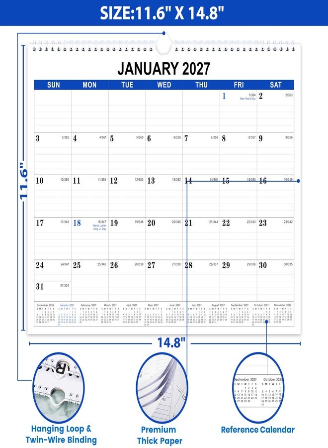 Feteulo 2026-2027 Wall Calendar - 18 Months Wall Calendar, July 2026 - December 2027, 15" x 11.5", Large Writing Blocks, Suitable for Hanging on the Wall - Image 4