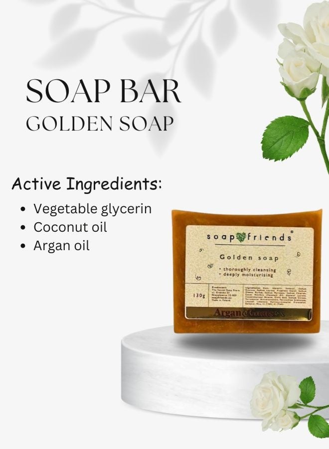 الصابون والأصدقاء صابونة أرغان جولد - ١٣٠ غرام | دللي بشرتكِ بتنظيف فاخر | غني بالجلسرين العضوي وزيت الأرغان المغذي - Image 4