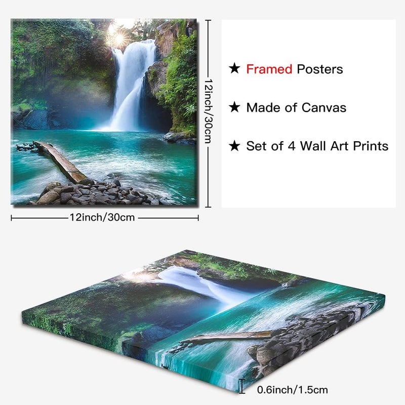 Sungeek 4-Piece Framed Waterfall Canvas Art - Image 2