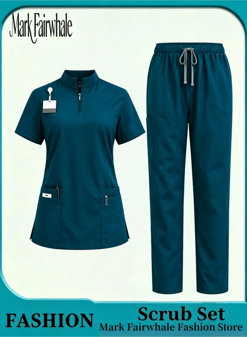 Mark Fairwhale New Minimalist Stand Up Collar Half Zipper Medical Hand Wash Suit Set - Image 1