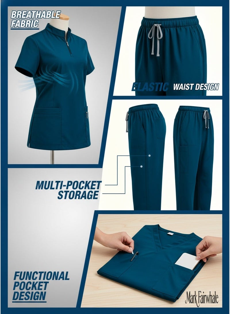 Mark Fairwhale New Minimalist Stand Up Collar Half Zipper Medical Hand Wash Suit Set - Image 5