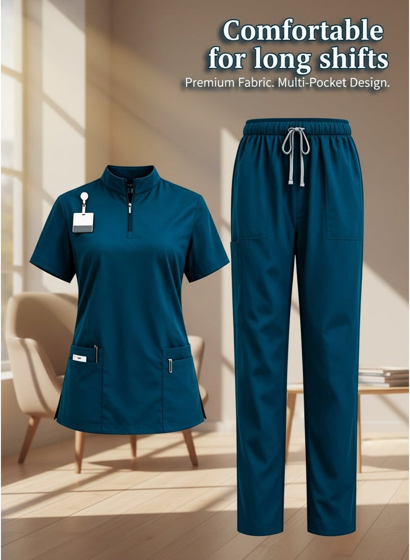 Mark Fairwhale New Minimalist Stand Up Collar Half Zipper Medical Hand Wash Suit Set - Image 3