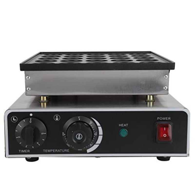 Muffin Machine, 25 Holes 950W Electric Rapid Heating Waffle Maker Stainless Steel Non-Stick Dutch Pancake Maker with Timer, Temperature Adjustment Knob for Kitchen Use British - Image 1