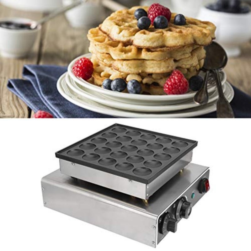 Muffin Machine, 25 Holes 950W Electric Rapid Heating Waffle Maker Stainless Steel Non-Stick Dutch Pancake Maker with Timer, Temperature Adjustment Knob for Kitchen Use British - Image 4