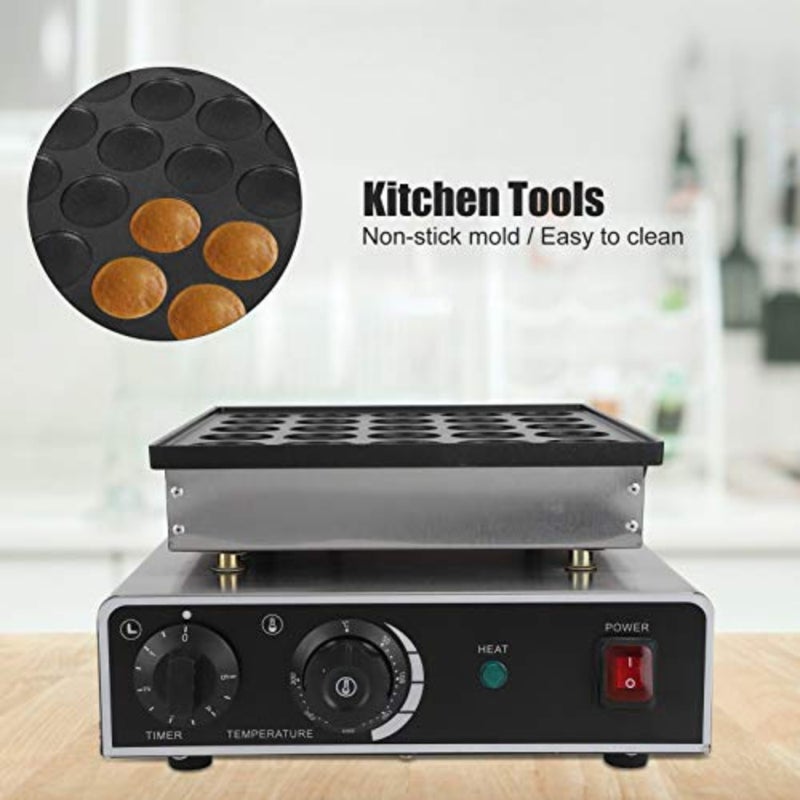 Muffin Machine, 25 Holes 950W Electric Rapid Heating Waffle Maker Stainless Steel Non-Stick Dutch Pancake Maker with Timer, Temperature Adjustment Knob for Kitchen Use British - Image 3
