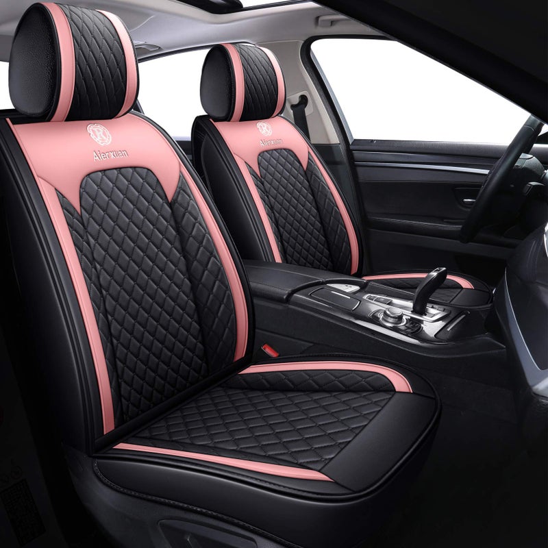 Aierxuan Car Seat Covers for Girls Women Waterproof Girly Seat Cushion Universal for CRV Acura Hyundai Altima Corolla Jeep Wrangler Focus Edge Escape Raider Full Set BlackPink - Image 3