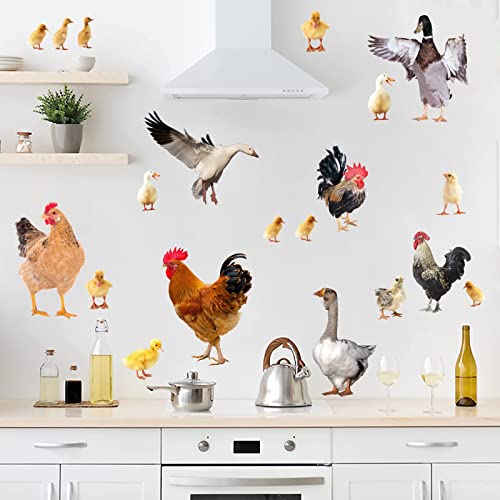 Barri Design Rooster Chicken Wall Stickers Farm Animal Wall Decals Kitchen Decor Peel and Stick Funny Animal Stickers Cute Rooster Duck Goose Cabinet Decal Chick Hen Farmhouse Wall Stickers - Image 5