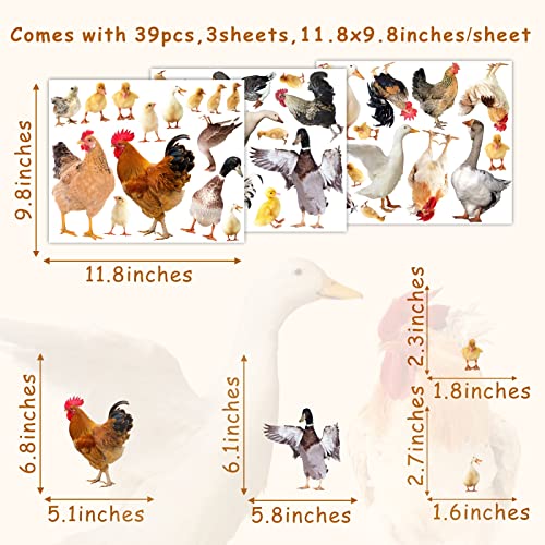 Barri Design Rooster Chicken Wall Stickers Farm Animal Wall Decals Kitchen Decor Peel and Stick Funny Animal Stickers Cute Rooster Duck Goose Cabinet Decal Chick Hen Farmhouse Wall Stickers - Image 4