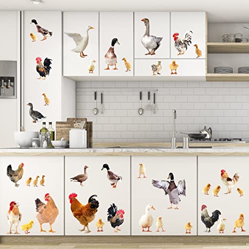 Barri Design Rooster Chicken Wall Stickers Farm Animal Wall Decals Kitchen Decor Peel and Stick Funny Animal Stickers Cute Rooster Duck Goose Cabinet Decal Chick Hen Farmhouse Wall Stickers - Image 3