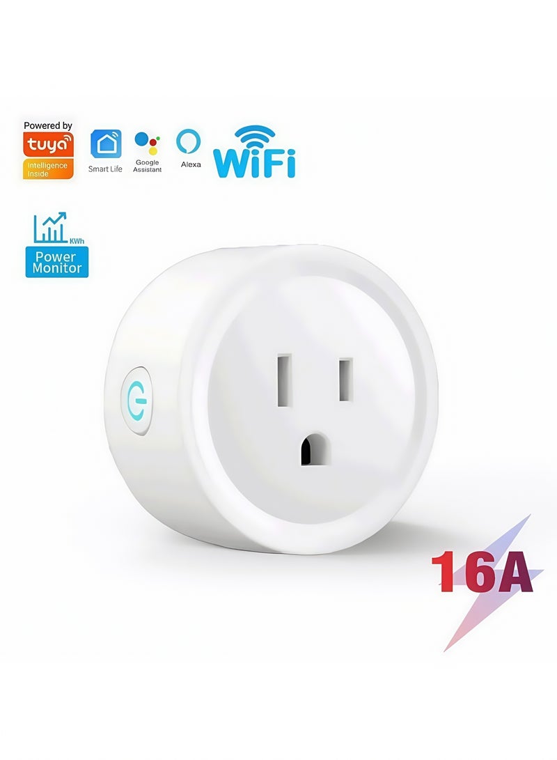 NIBEMINENT Smart Plug, Wi-Fi Outlet Socket Compatible with Alexa and Google Home, Automate APP, Timer Function, Voltage Measurement Function, No Hub Required, 16A (4 pcs)  - Image 1