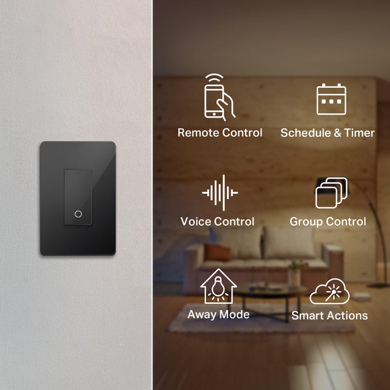 Kasa Smart Light Switch HS200-BL, Single Pole,Neutral Wire Required, 2.4GHz Wi-Fi Light Switch Compatible with Alexa and Google Home, UL Certified, No Hub Required, Black - Image 2