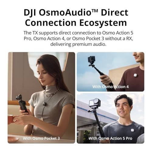 dji مرسل ميكروفون DJI ميك ميني (أبيض قطبي) ، خفيف الوزن للغاية ، ميكروفون لافاليير لاسلكي لجهاز DJI Osmo Mobile 7P / Osmo Pocket 3 ، إلغاء الضوضاء ، ميكروفون لاسلكي للكاميرا / آيفون / أندرويد ، مدونة ، بث - Image 5