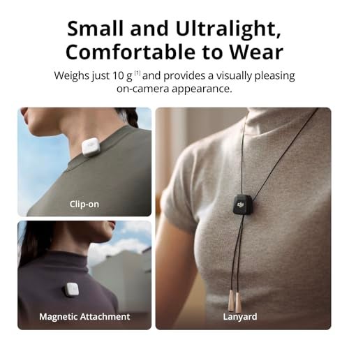 dji مرسل ميكروفون DJI ميك ميني (أبيض قطبي) ، خفيف الوزن للغاية ، ميكروفون لافاليير لاسلكي لجهاز DJI Osmo Mobile 7P / Osmo Pocket 3 ، إلغاء الضوضاء ، ميكروفون لاسلكي للكاميرا / آيفون / أندرويد ، مدونة ، بث - Image 2