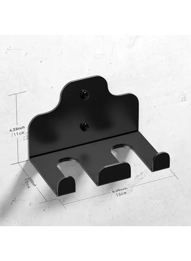 Black Barbell Hanger Wall Rack 2 Hooks Vertical Mount Space Saving Gym Storage - Image 3