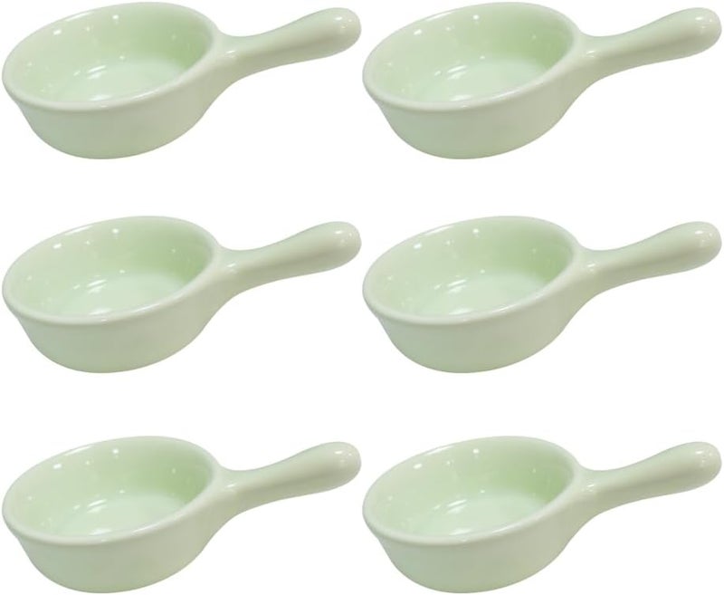Yuauy 6 pcs Porcelain Soy Sauce Dish Ceramic Dip Dipping Mini Small Bowls Plate 101 oz wHandle for Dinner Baking BBQ and Cooking Light Green - Image 1