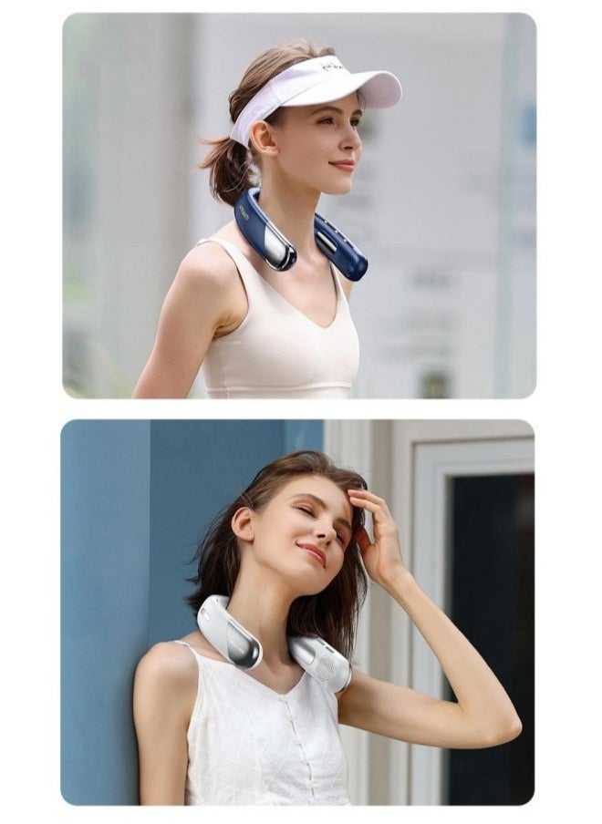 General - Neck Fan Portable Rechargeable, 360° Surrounding Strong Wind, Five-Speed Portable Fan with Digital Display of Power（White） - Image 1