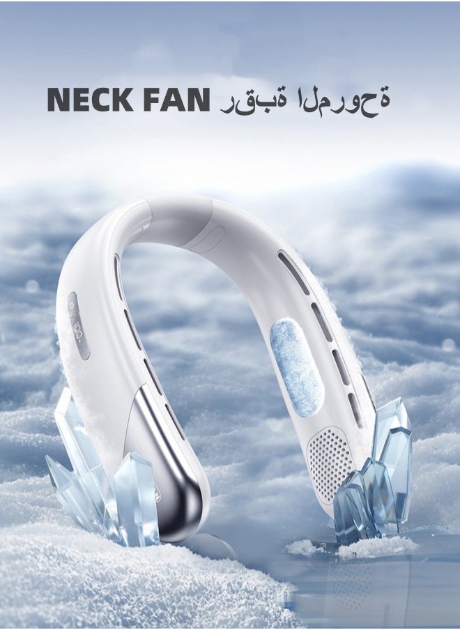 General - Neck Fan Portable Rechargeable, 360° Surrounding Strong Wind, Five-Speed Portable Fan with Digital Display of Power（White） - Image 1