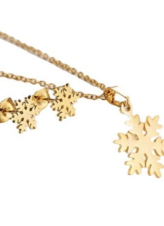 General 18K Gold Plated Stainless Steel Snowflake Necklace Earrings Set  - Image 3