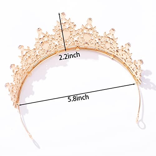 FORSEVEN Crystal Tiaras for Women, Wedding Tiaras and Crowns for Women Tiara for Girls Birthday Party Princess Crown Hair Accessories Bride Rhinestone Headbands (Gold+Light Purple) - Image 5