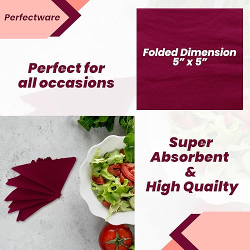 Perfectware بيرفكت وير - مناديل مشروبات بورغندي مزدوجة الطبقة 250 حبة - Image 2