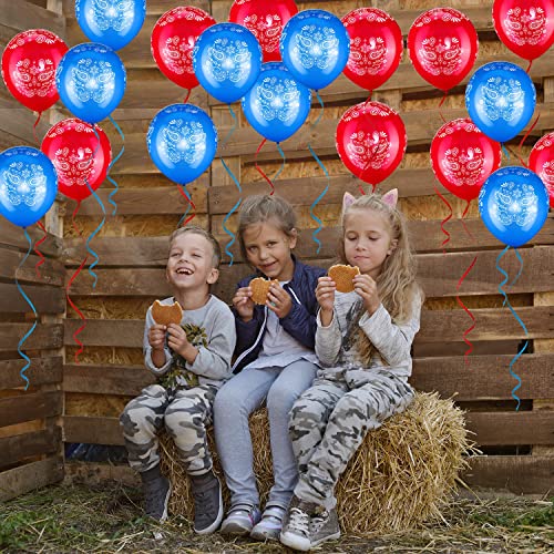 Zonon 40 Pcs Western Cowboy Balloons Bandana Balloons Blue and Red Large 12 Inch Latex Bandana Print Decorations Kit for Western Cowboy Theme Birthday Wedding Baby Shower Party - Image 4