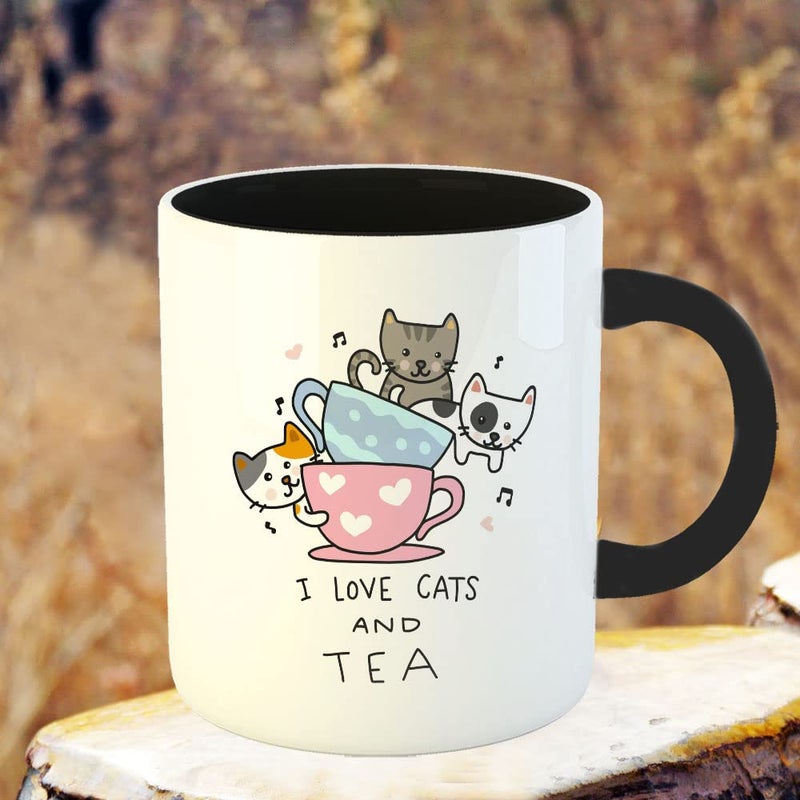 YaaNaa Printed Coffee Mug Cat Theme I Love Cats Tea Gift for Cat Lovers Gift for Pet Lovers Birthday Gift Christmas Gift Gift for MotherSister R2204BK - Image 3