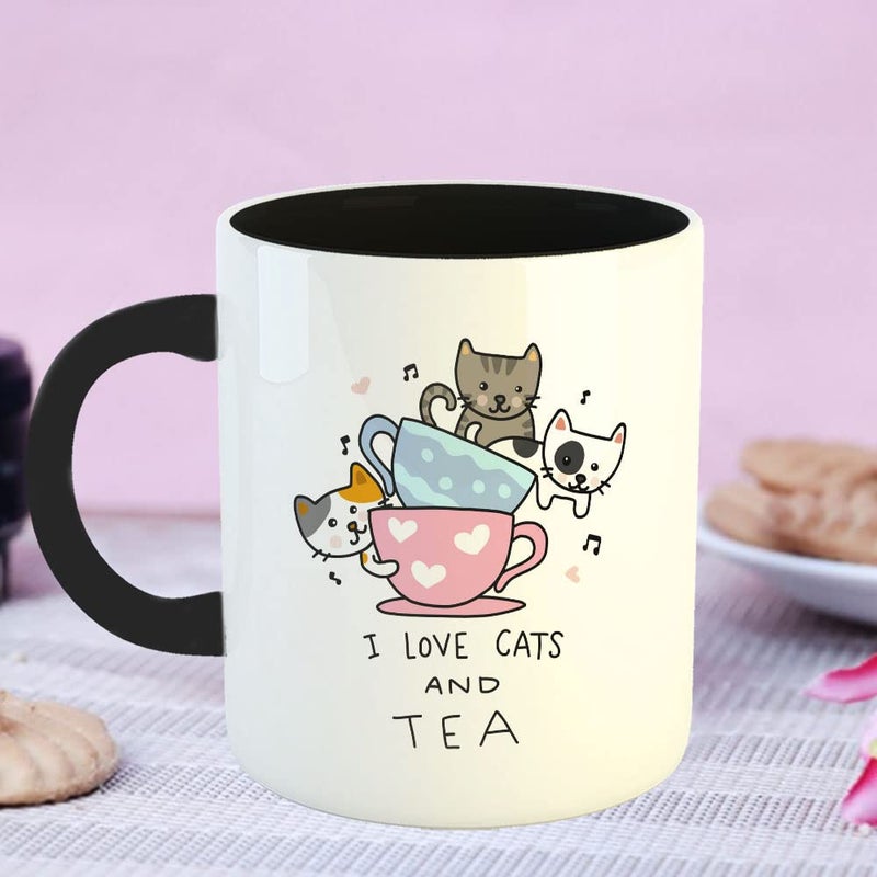 YaaNaa Printed Coffee Mug Cat Theme I Love Cats Tea Gift for Cat Lovers Gift for Pet Lovers Birthday Gift Christmas Gift Gift for MotherSister R2204BK - Image 2