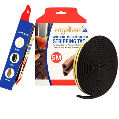Royalkart Weatherproof Door Seal Strip | Window Soundproof Adhesive Tape | EPDM D Shape Rubber | Self-Adhesive Foam Insulation, Gap Sealing 2 * 2.5=5metre - Image 1