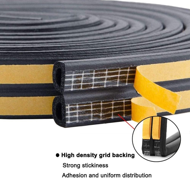 Royalkart Weatherproof Door Seal Strip | Window Soundproof Adhesive Tape | EPDM D Shape Rubber | Self-Adhesive Foam Insulation, Gap Sealing 2 * 2.5=5metre - Image 2