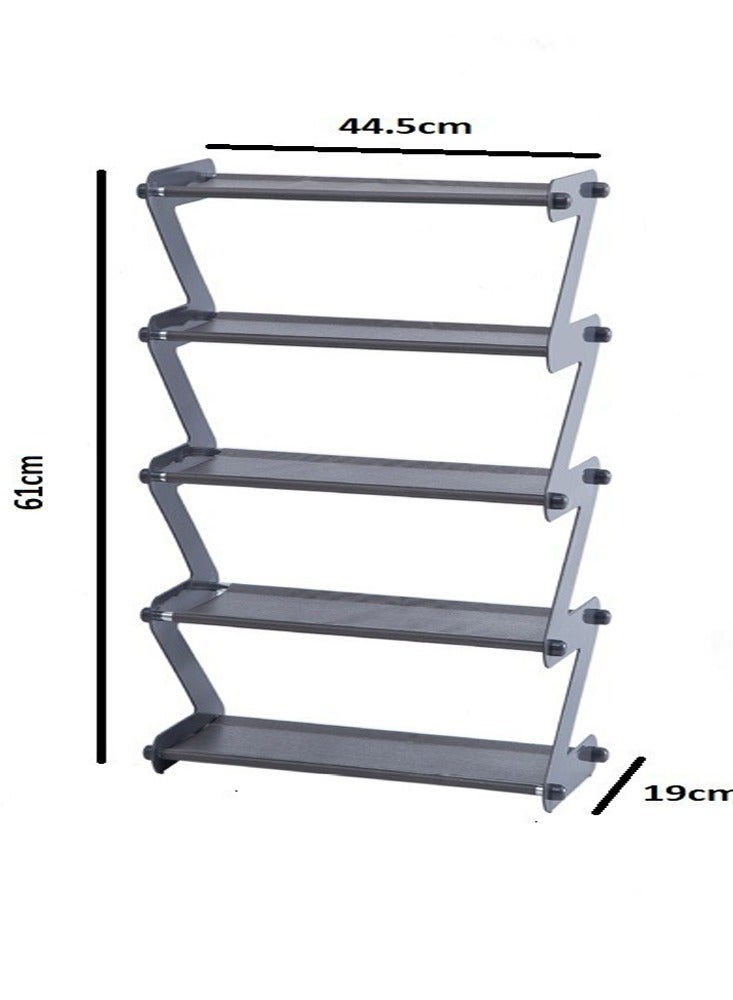 C&C Home 5-Tiers Unique Design Multifunction Shoe Rack Organizer Shoe Storage Shelves for Living Room Entryway Home Office Furniture 44.5x19x61 cm - Image 5