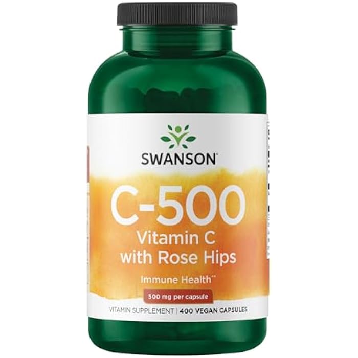 Swanson Vitamin C with Rose HIPS 500 Milligrams 400 Capsules - Image 1