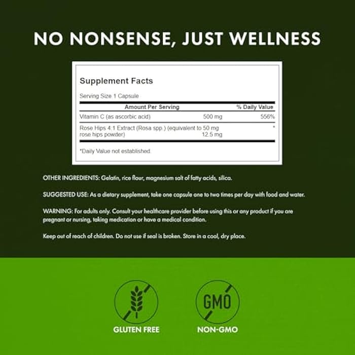 Swanson Vitamin C with Rose HIPS 500 Milligrams 400 Capsules - Image 3