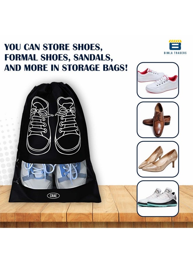 CRAE Shoes Bag for Travel & Storage Organizer for Men & Women | Travel Accessories | Shoe Organizer | Shoe Cover for Travel Essentials (Black,Pack of 9) - Image 4