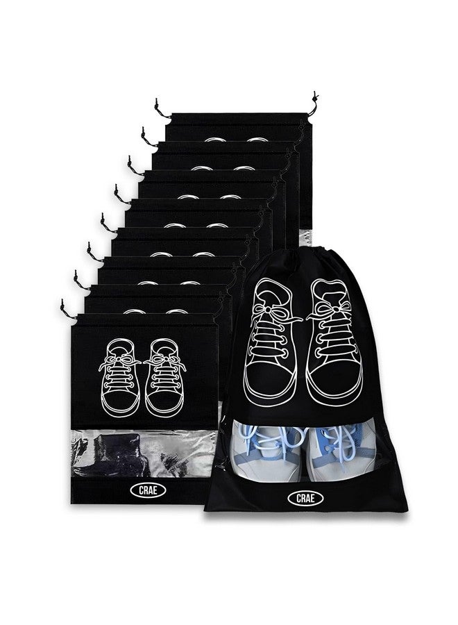 CRAE Shoes Bag for Travel & Storage Organizer for Men & Women | Travel Accessories | Shoe Organizer | Shoe Cover for Travel Essentials (Black,Pack of 9) - Image 1