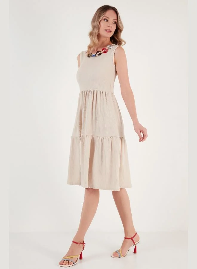 Lela Lela Necklace Detail Relaxed Fit Sleeveless Midi Dress Women's Dress 5865099