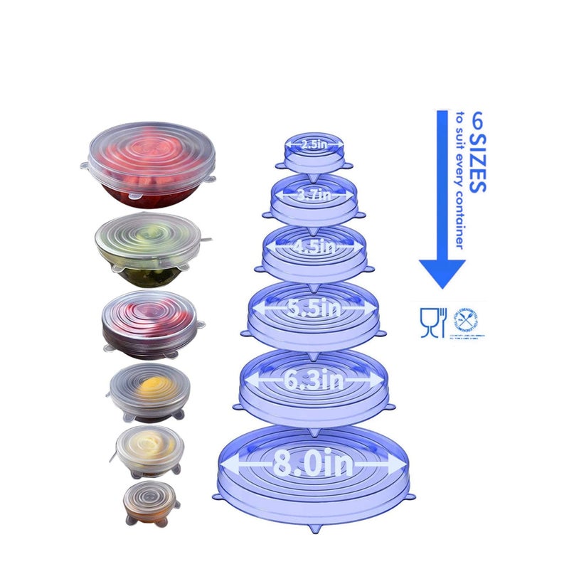 Zikra Silicone Stretch Lids, Miracle Lids, Reusable Silicone Lids With Hanging Holes Fit Round & Square Bowls, Various Sizes Silicone Bowl Covers Keeping Food Fresh Freezer Safe (12Pack) - Image 2