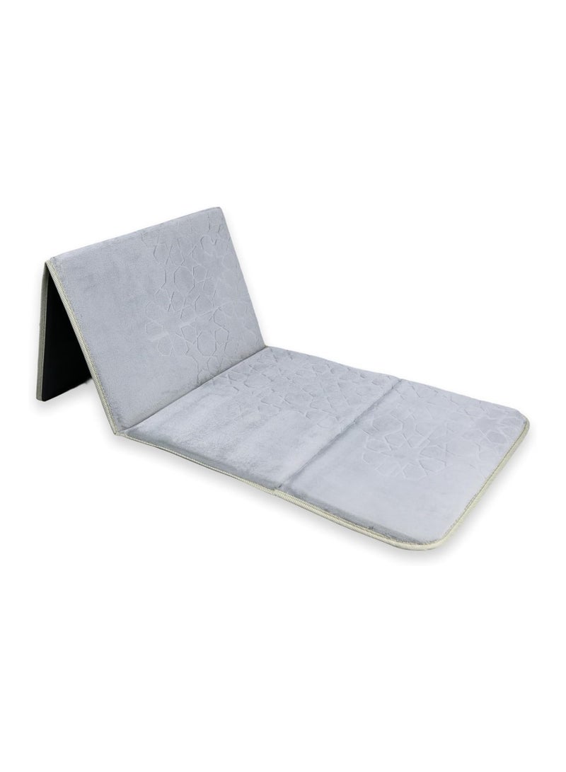 حصيرة صلاة قابلة للطي مع مسند ظهر - وسادة دعم ظهر إسلامية مريحة | راحة للصلاة والاسترخاء (رمادي) - Image 3