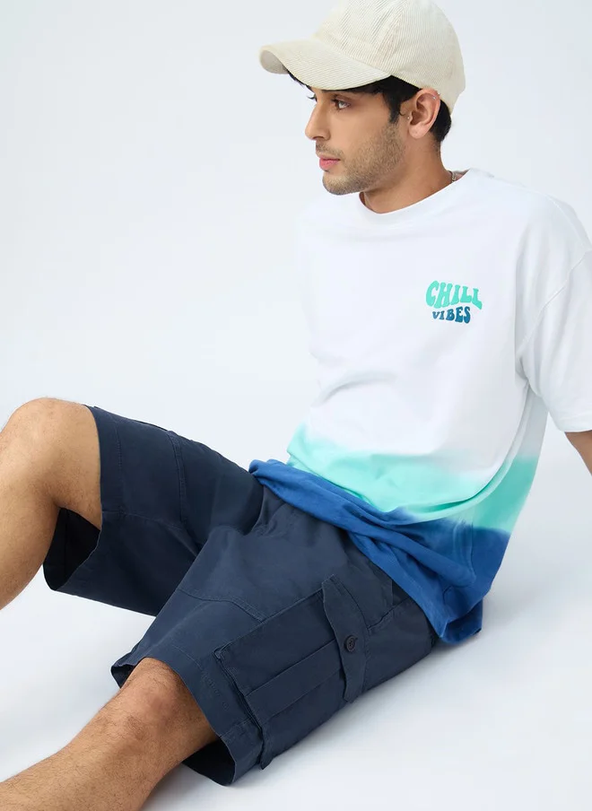 The Souled Store The Souled Store Men Regular Fit Solid Navy Blue Cargo Shorts