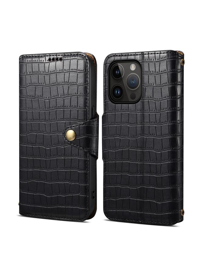 The Bros Case For iPhone 13 Pro Crocodile Texture Oil Edge Leather Phone Case