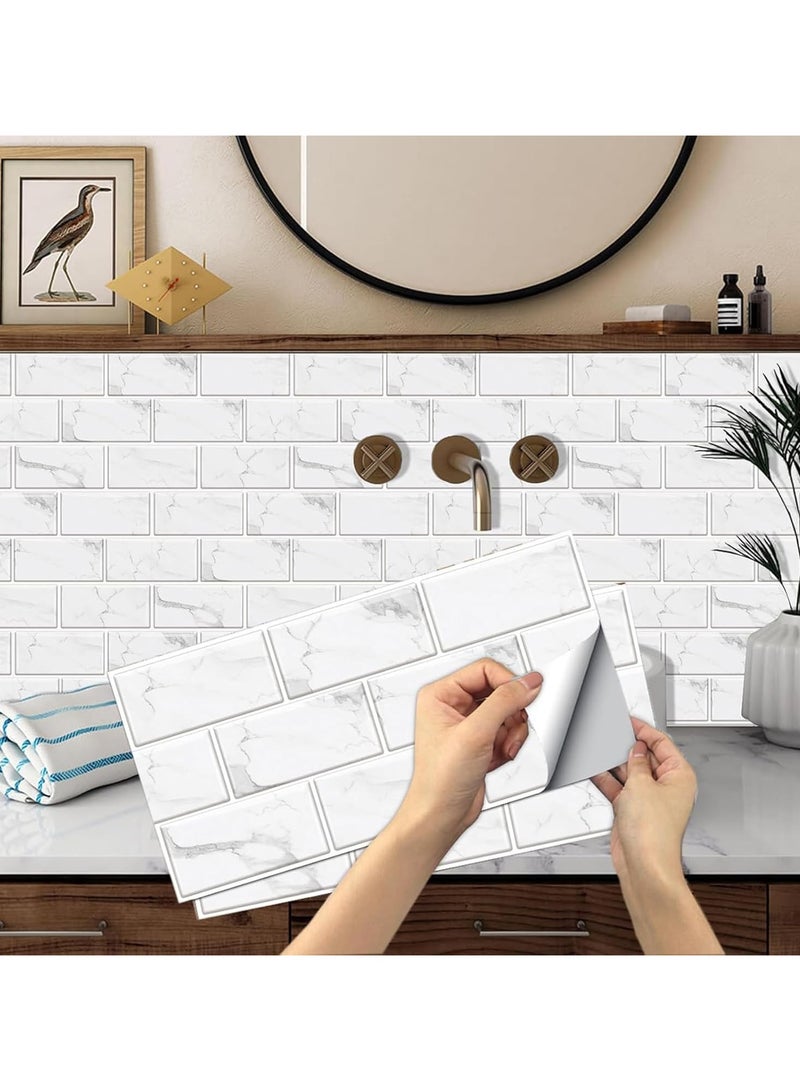 3D Wall Panels Peel and Stick Wallpaper 12PCS 30 x 15cm Wall Tiles Self Adhesive Waterproof Wall Sticker Brick Wallpaper Decorative Tiles Stickers for Kitchen Bathroom Wall Decor - Image 1