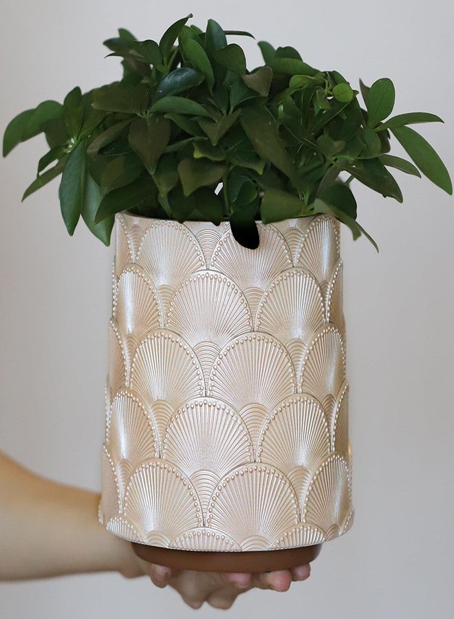 GUGUGO Pearl White Scale Planter, Cute Unique Plant Pot with Drainage, Eclectic Colorful Small Flower Planters Pots for Indoor & Outdoor Plants, Rainbow Funny Succulent Gardening Pot Gifts - Image 1