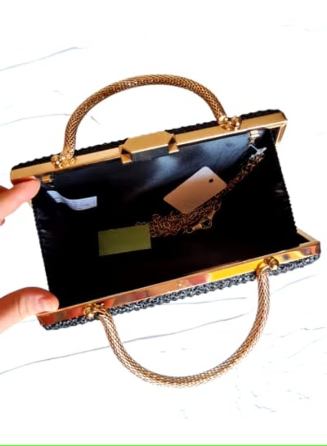 Elegant Women's Evening Clutch , Spacious Interior, Wear in Two Ways, Perfect for Parties & Special Occasions - Image 4