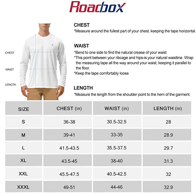 Roadbox Mens UPF 50+ UV Sun Protection Shirts Outdoor Long Sleeve SPF Diving Rash Guard for Fishing Hiking Swimming White - Image 5