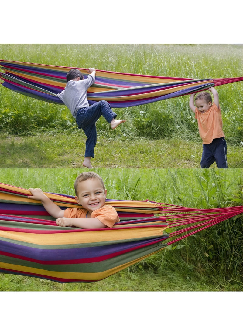 Generic Single hammock, anti-rollover design, 190 x 100 cm, assorted colors, recommended maximum load: 330 pounds (including storage bag, thickened tie rope x2, metal duckbill x2, metal S hook x2)  - Image 4
